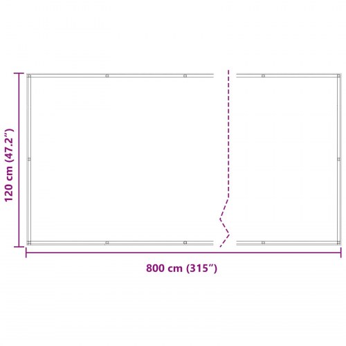 Altan skærm - lys grå/hvid stribet 120 × 800 cm, PU-belagt oxford med alu-øjer