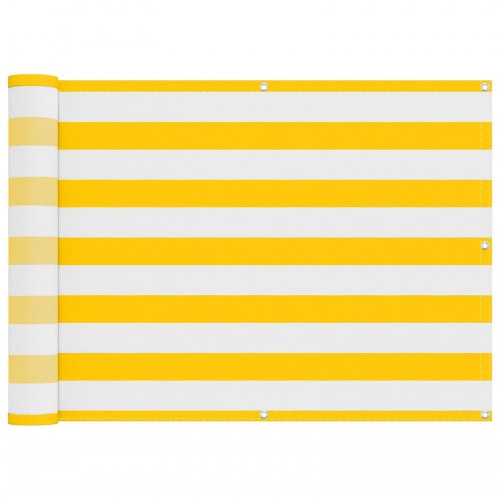 Altan skærm - gul/hvid stribet 75 × 200 cm, PU-belagt oxford med alu-øjer