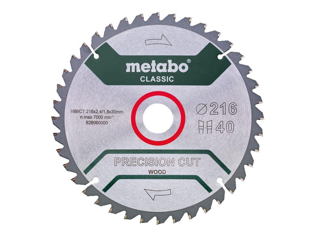 Metabo Classic Precision Cut Wood rundsavsklinge 216 mm - 40 tÃ¦nder, Ã30 mm
