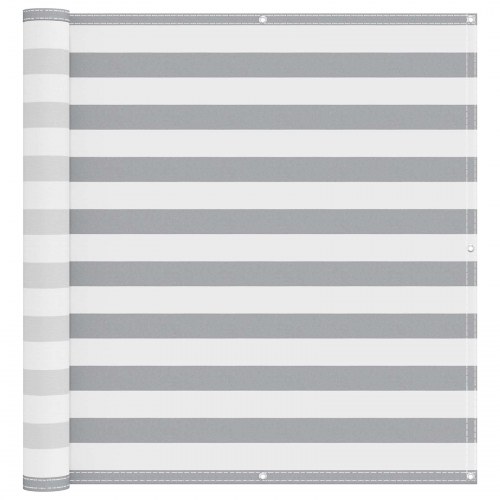Altan skærm 120 × 500 cm - lys grå/hvid stribet, PU-belagt oxford med alu-øjer