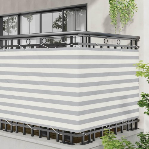 Altan skærm i oxfordstof - lys grå/hvid, 110 × 400 cm
