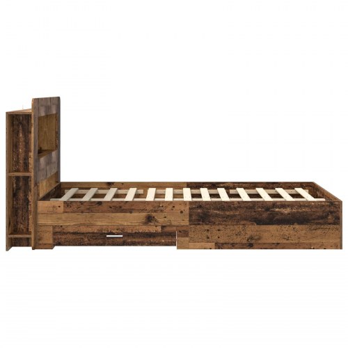 Sengestel med opbevaring med skuffe Gammelt træ 120 x 190 cm