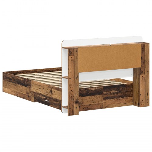 Sengestel med opbevaring med skuffe Gammelt træ 120 x 190 cm