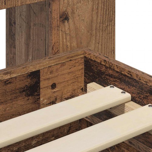 Sengestel med opbevaring med skuffe Gammelt træ 120 x 190 cm