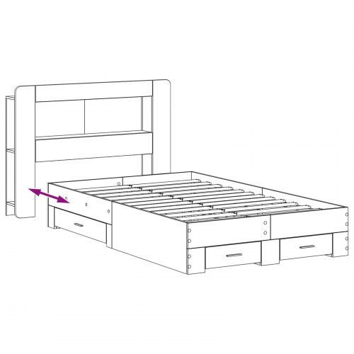 Sengestel med opbevaring med skuffe Gammelt træ 120 x 190 cm