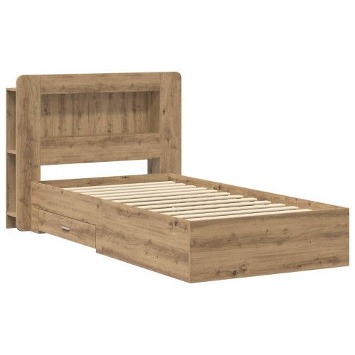 Sengestel med opbevaring med skuffe Artisan-eg 100 x 200 cm