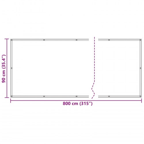 Altan skærm - lys grå/hvid stribet 90 × 800 cm, PU-belagt oxford med aluminiumøjer