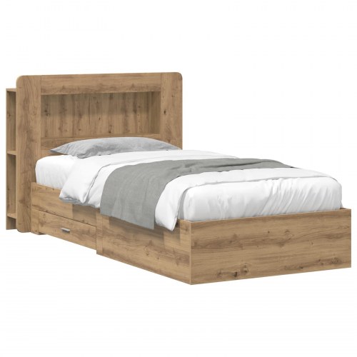 Sengestel med opbevaring Artisan-eg 90 x 190 cm Konstrueret træ