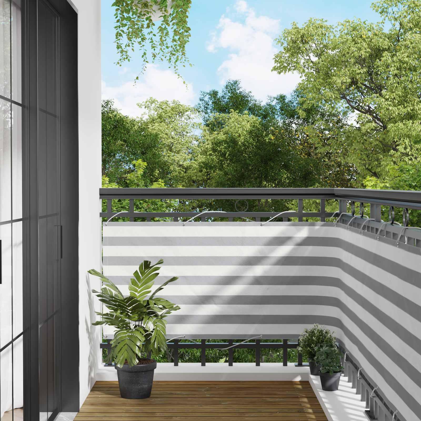 Altan Skærm Lys Grå og Hvid 75 x 1000 cm PU belagt oxford alu