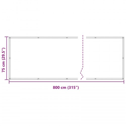 Altan skærm - lys grå/hvid stribet, 75 × 800 cm, PU-belagt oxford med alu-øjer