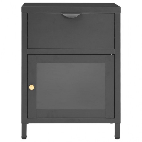 Natborde 2 stk. - 40×30×54,5 cm i stål og glas, antracitgrå