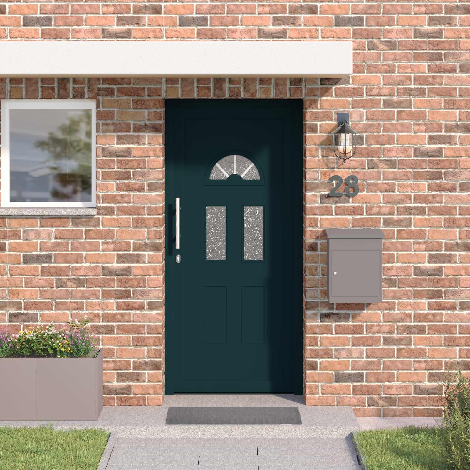 Hoveddør i PVC med glas - antracit 98 × 198 cm