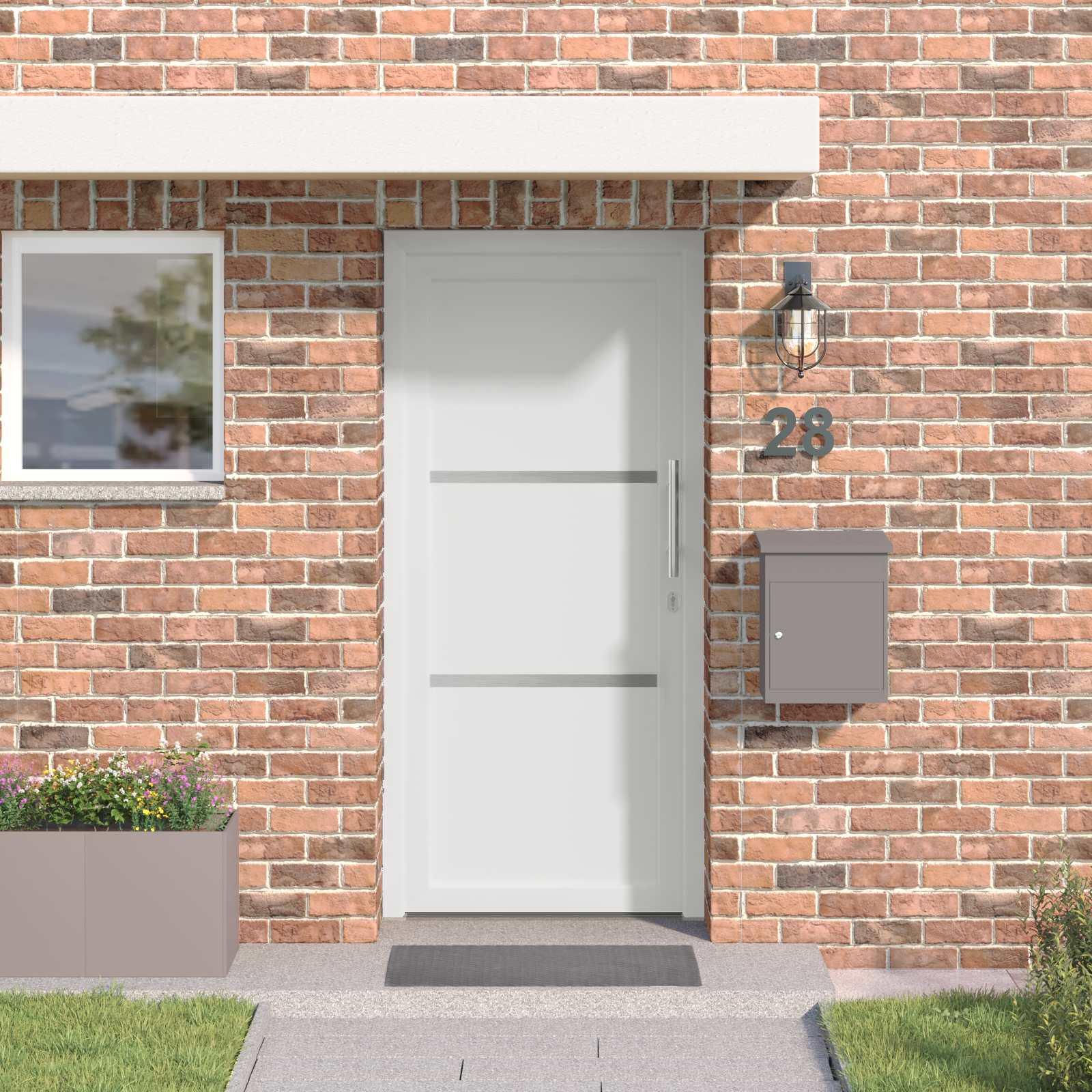 Hoveddør i hvid PVC - 98 × 208 cm med glasfelter