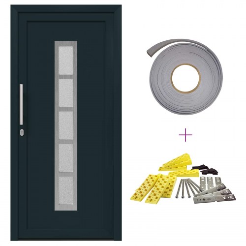 Hoveddør Antracit 98 x 208 cm PVC