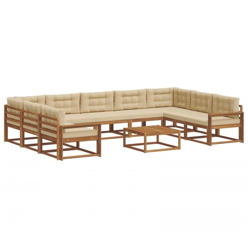 Udendørs sofagruppe med pude 10 stk Naturlig og Beige