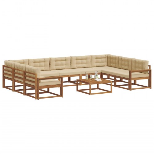 Udendørs sofagruppe med pude 10 stk Naturlig og Beige
