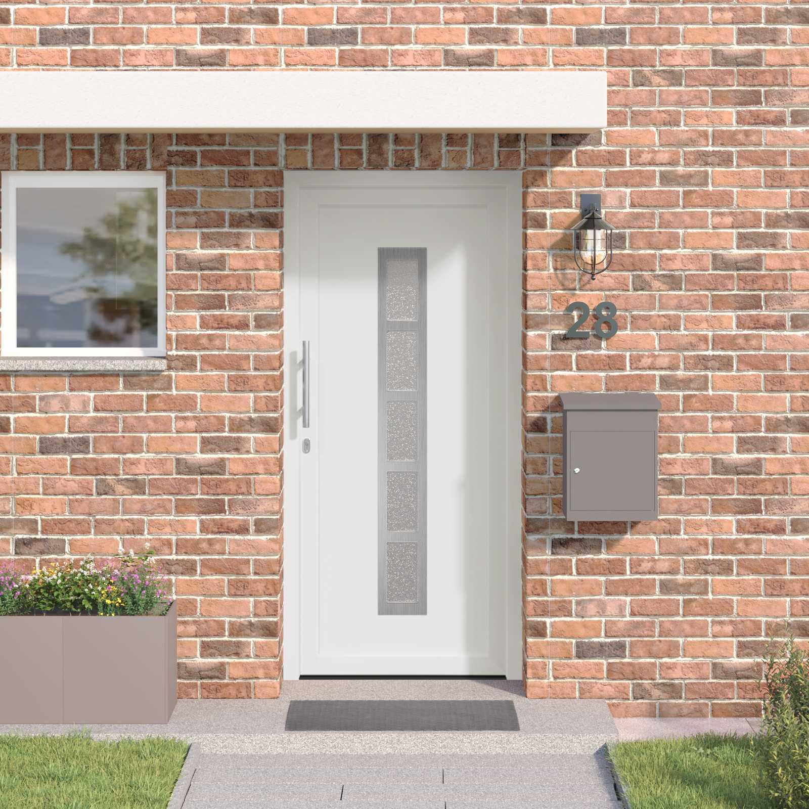 Hoveddør i hvid PVC med glasfelter - 108 × 208 cm