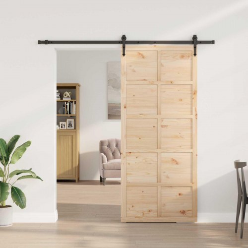 Skydedør Naturfarvet 100 x 208 cm Massivt fyrretræ