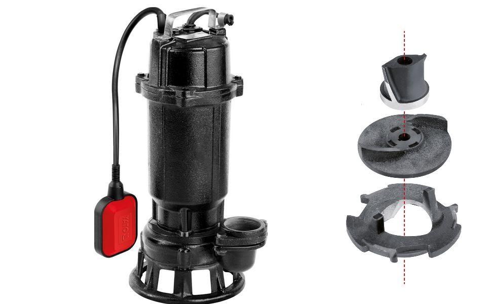 YATO YT-85350 dykpumpe i støbejern med skæreenhed – 750 W