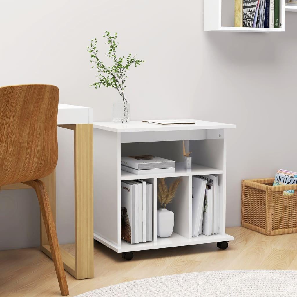 Rulleskab 60x45x60 Konstrueret Træ Hvid Højglans