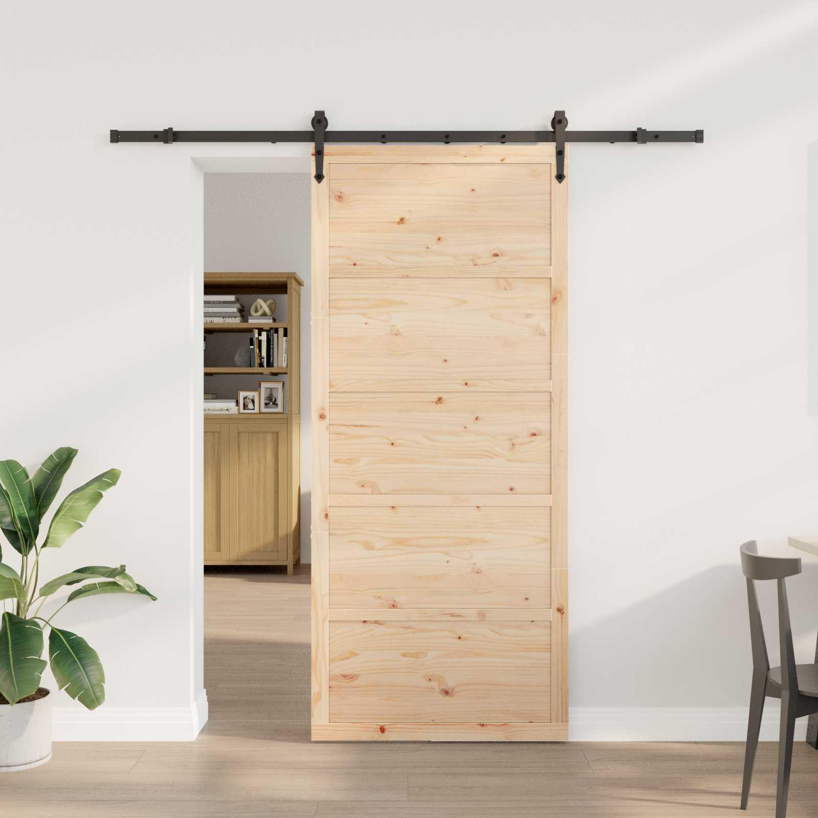 Skydedør Naturfarvet 100 x 208 cm Massivt fyrretræ