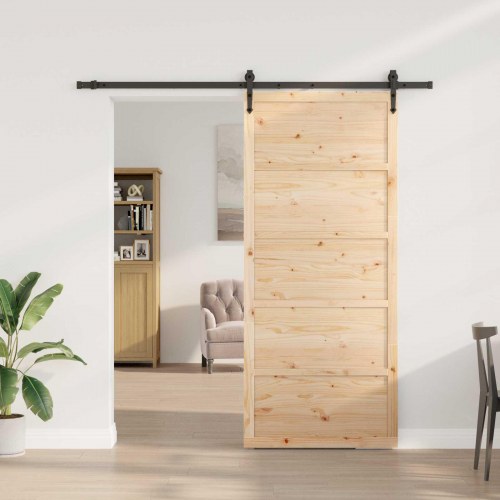 Skydedør Naturfarvet 100 x 208 cm Massivt fyrretræ