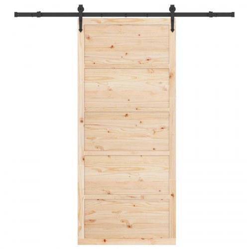 Skydedør Naturfarvet 100 x 208 cm Massivt fyrretræ