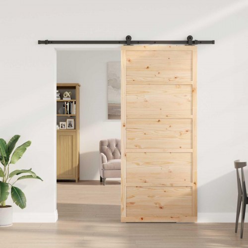 Skydedør Naturfarvet 90 x 208 cm Massivt fyrretræ