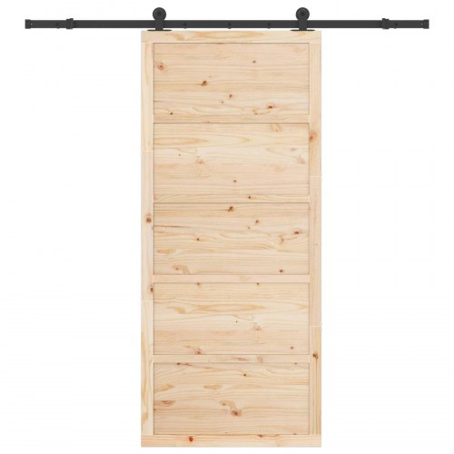 Skydedør Naturfarvet 90 x 208 cm Massivt fyrretræ