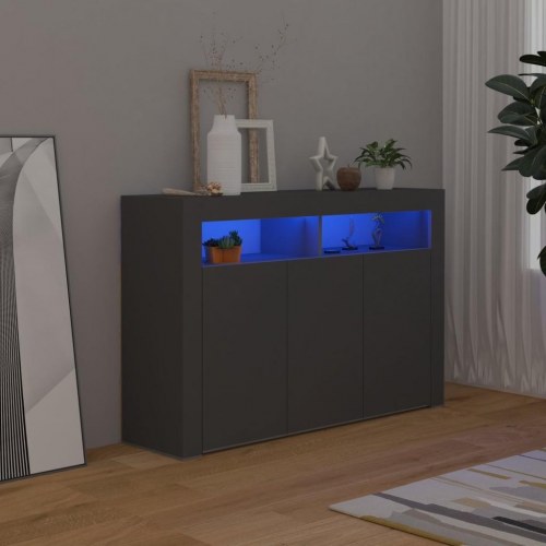 Skænk med LED-lys 115,5x30x75 cm grå