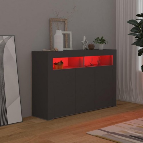 Skænk med LED-lys 115,5x30x75 cm grå