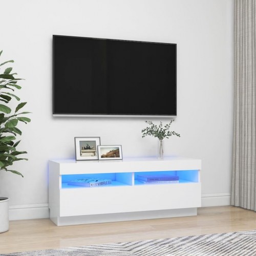 Tv-skab med RGB LED-lys - 100×35×40 cm, hvid