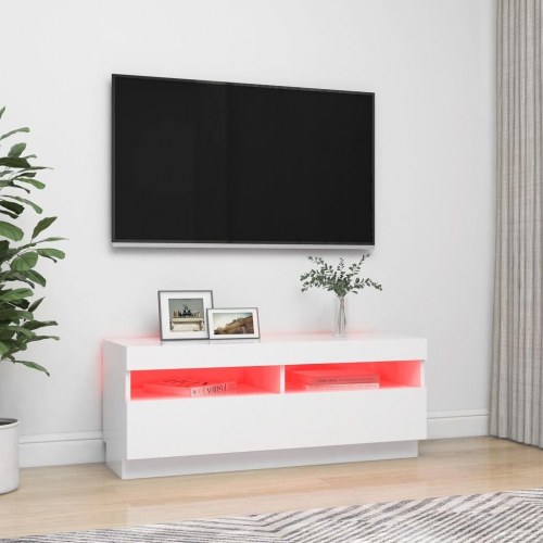 Tv-skab med RGB LED-lys - 100×35×40 cm, hvid