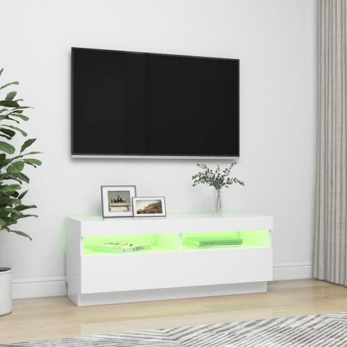 Tv-skab med RGB LED-lys - 100×35×40 cm, hvid
