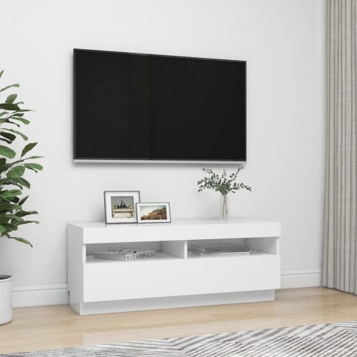 Tv-skab med RGB LED-lys - 100×35×40 cm, hvid