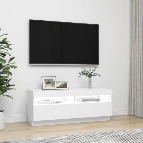 Tv-skab med RGB LED-lys - 100×35×40 cm, hvid