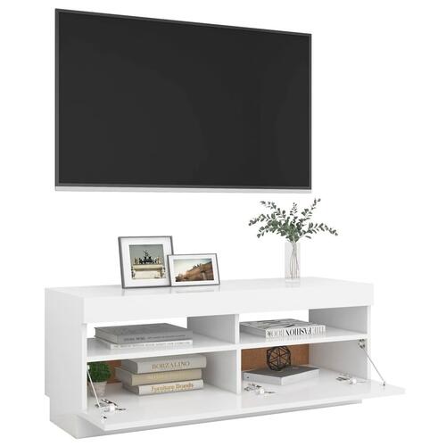 Tv-skab med LED-lys 100x35x40 cm hvid