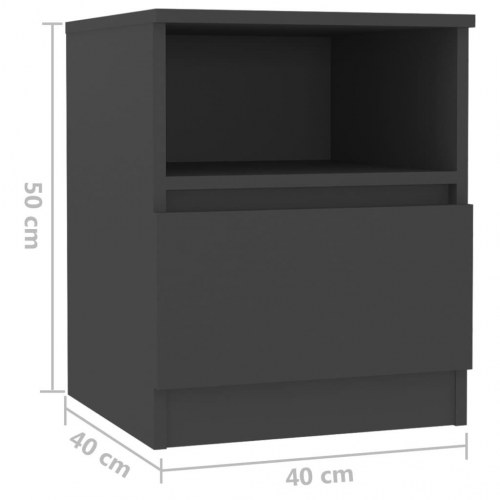 Sengebord 40x40x50 cm konstrueret træ grå