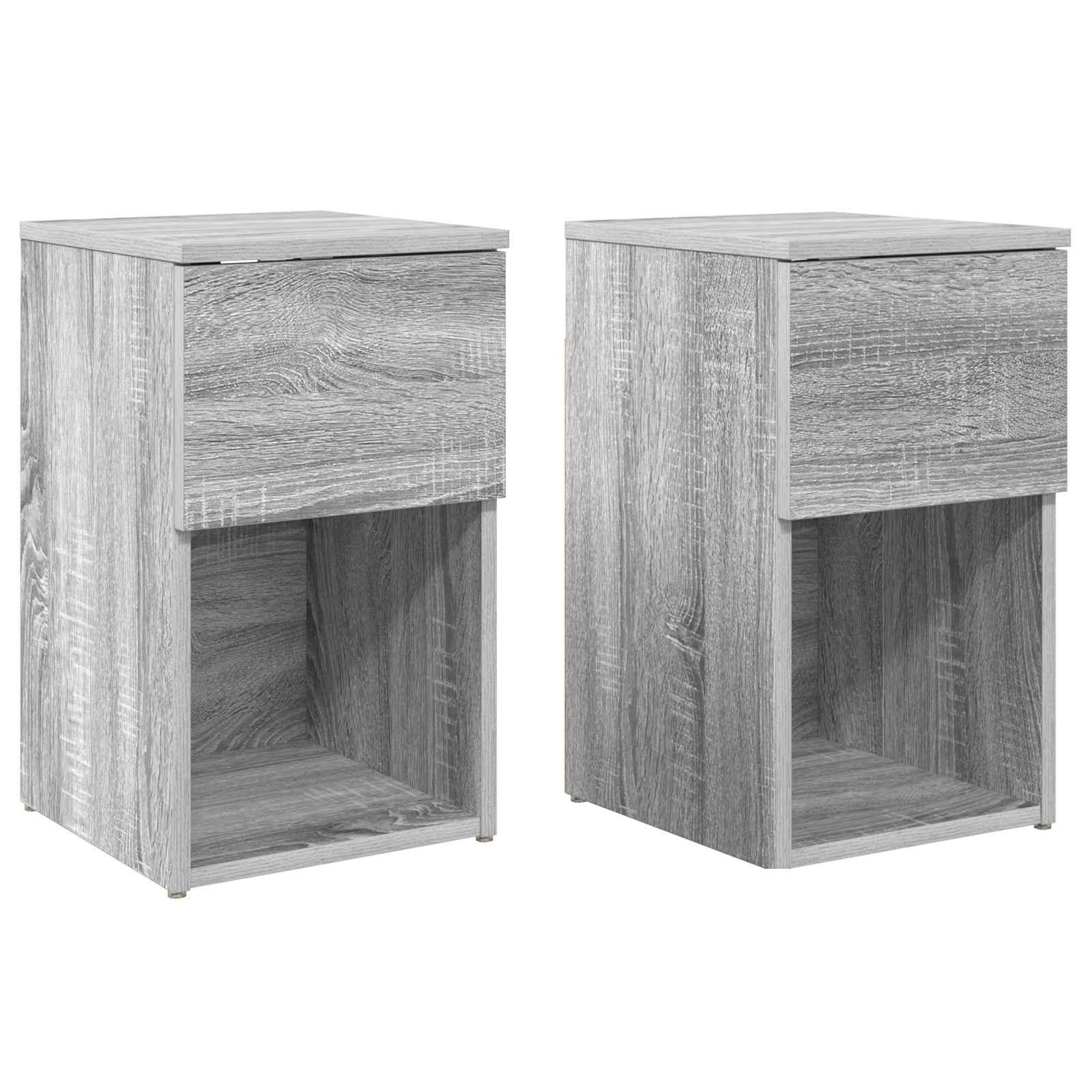 Sengeskab 2 stk Grå sonoma-eg 29 x 31,5 x 49 cm Konstrueret træ
