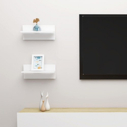 Væghængte hylder 2 stk. 40x11,5x18 cm konstrueret træ hvid