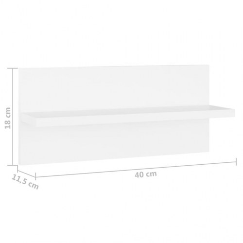 Væghængte hylder 2 stk. 40x11,5x18 cm konstrueret træ hvid
