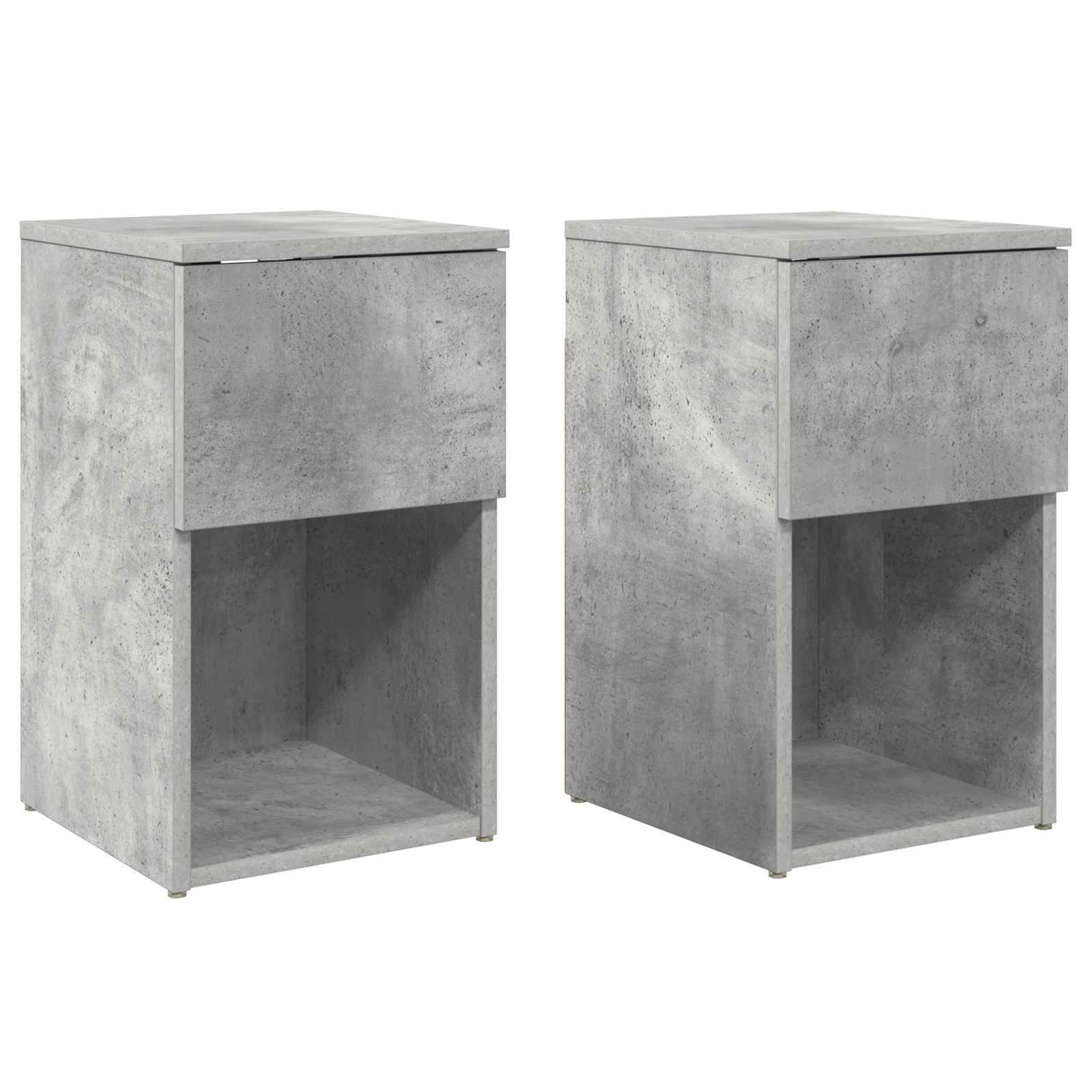 Sengeskab 2 stk Betongrå 29 x 31,5 x 49 cm Konstrueret træ