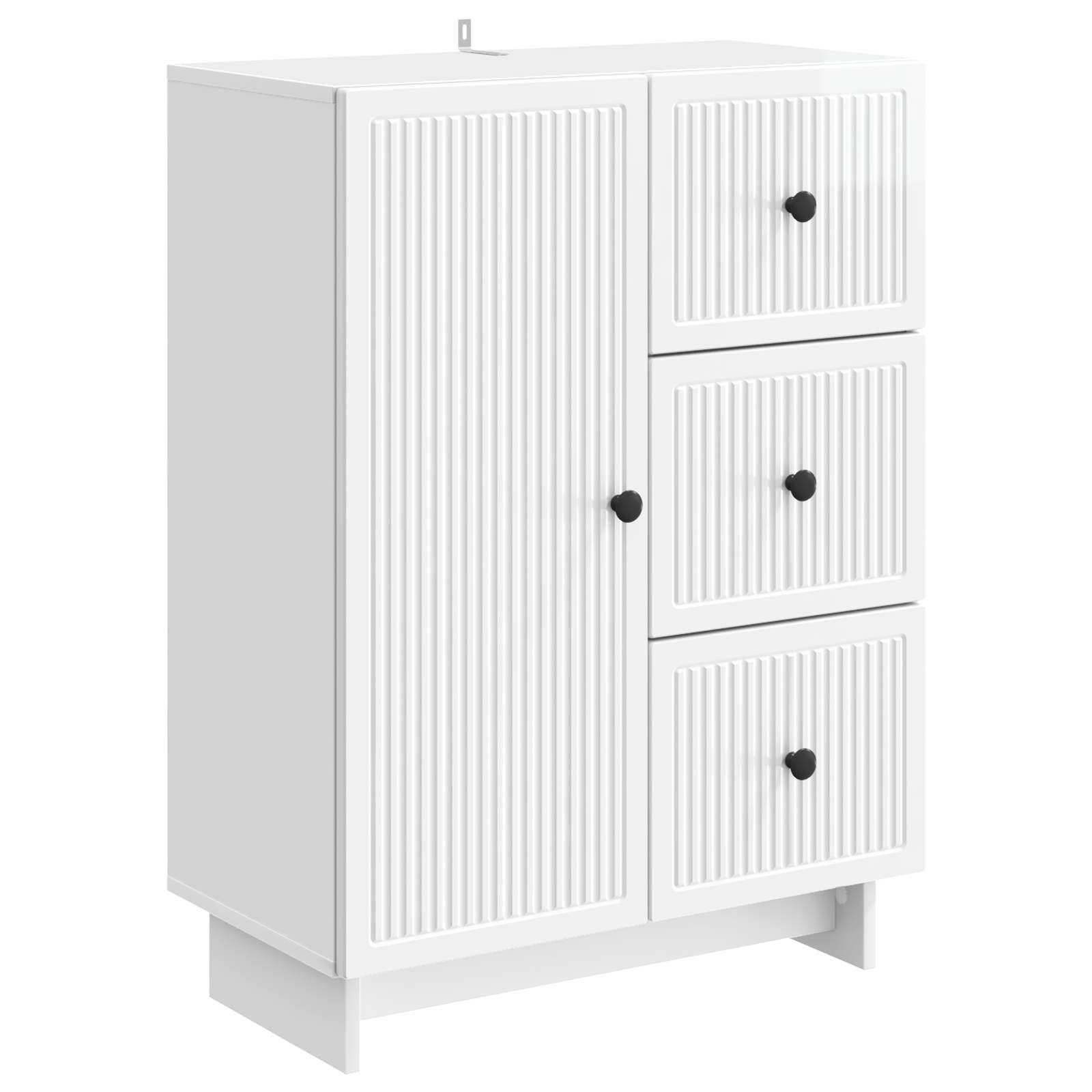 Sidebord Hvid højglans 66 x 34,5 x 90 cm Konstrueret træ