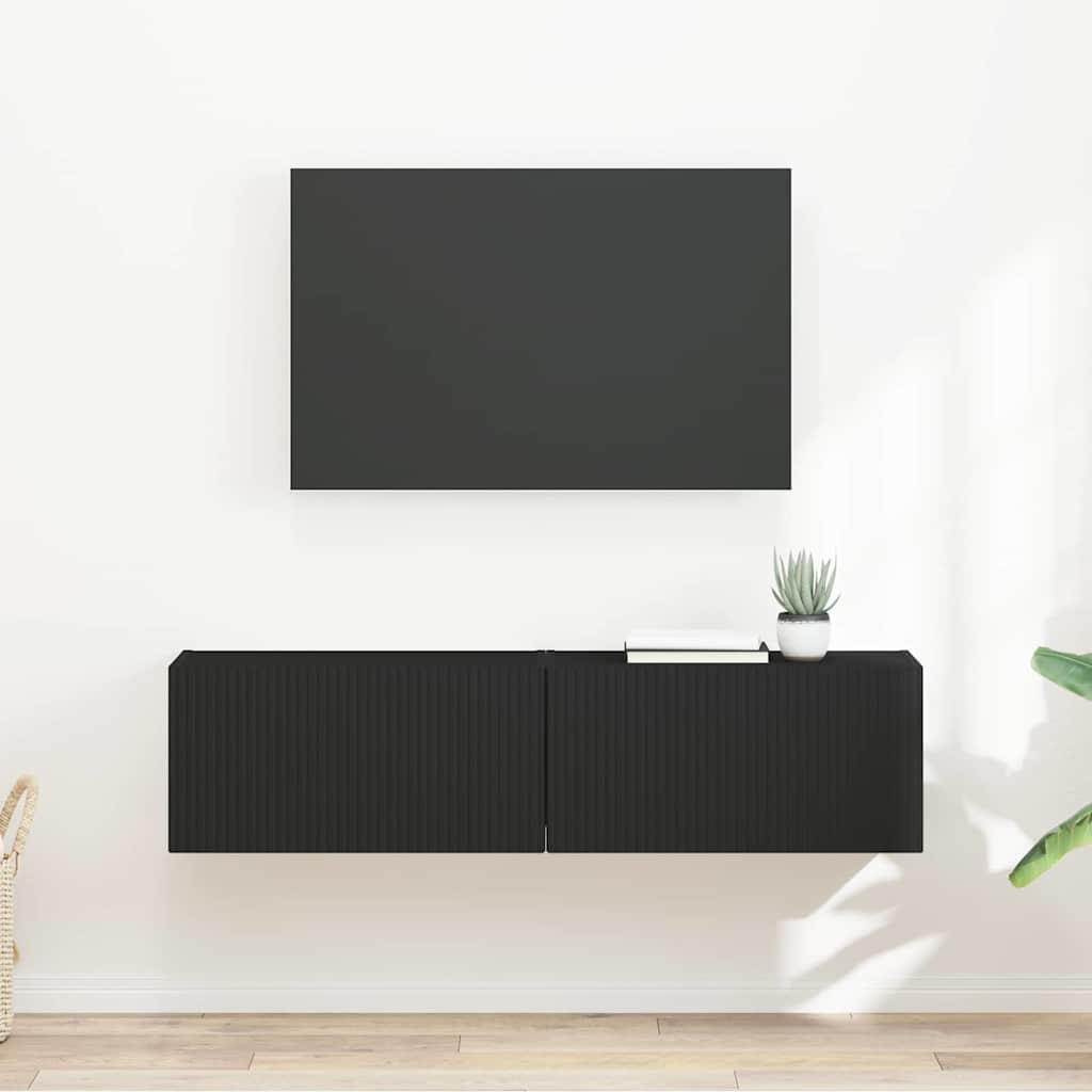 TV vægskab 2 stk Sort 60 x 31 x 29,5 cm Konstrueret træ