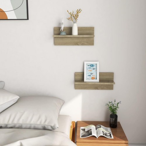 Væghængte hylder 2 stk. 40x11,5x18 cm konstrueret træ sonoma-eg