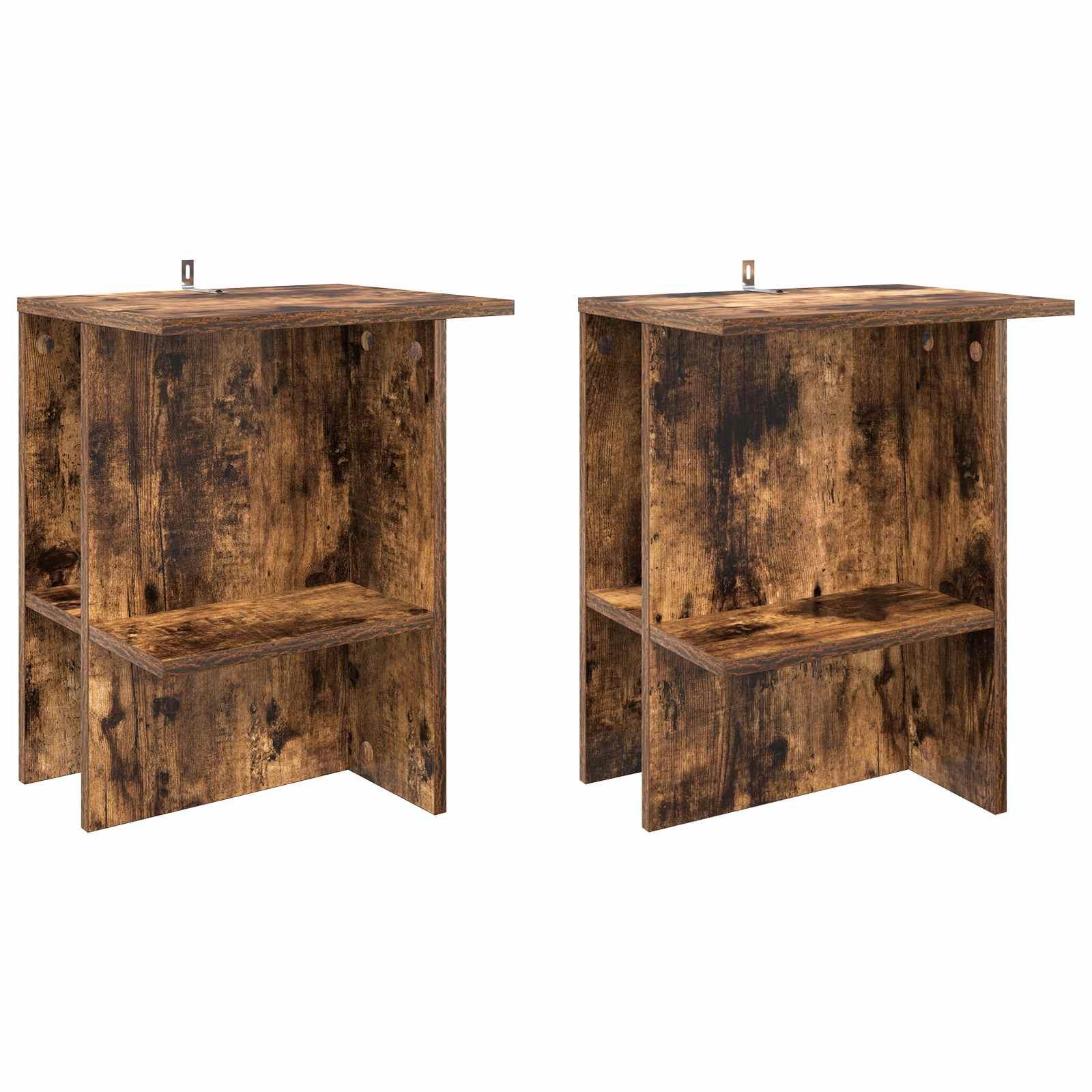 Sofabord 2 stk Røget eg 40 x 30 x 49 cm Konstrueret træ