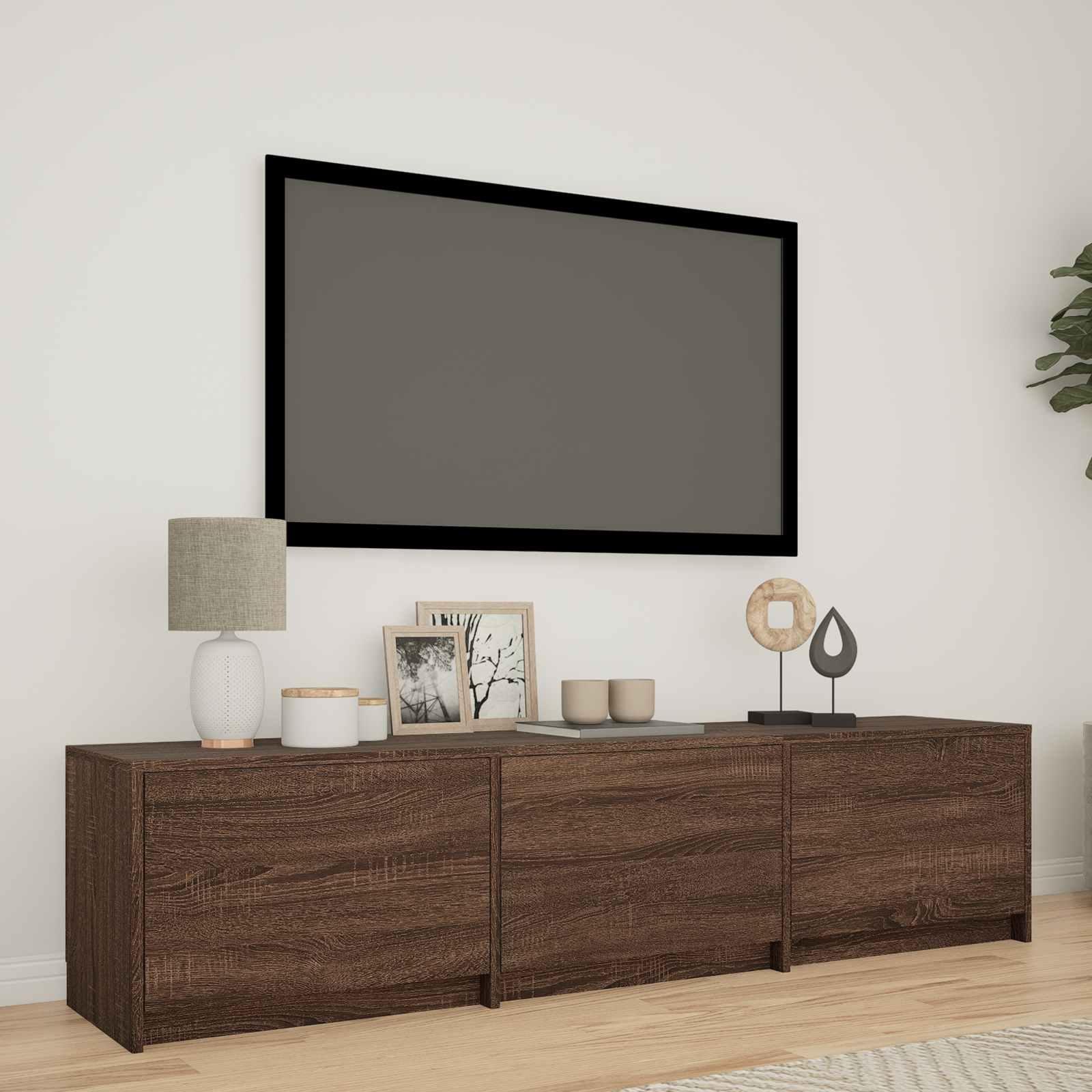 TV-bord med LED Brun eg 165 x 34 x 40 cm Konstrueret træ