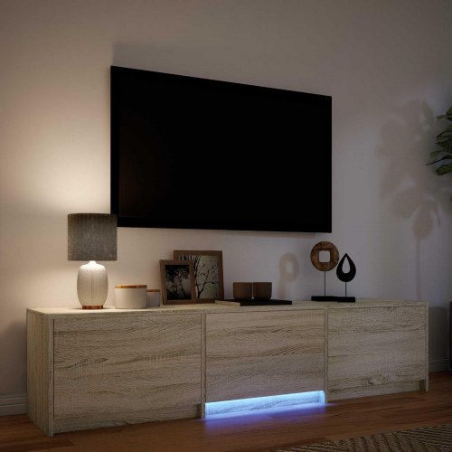 TV-bord med LED Sonoma eg 165 x 34 x 40 cm Konstrueret træ