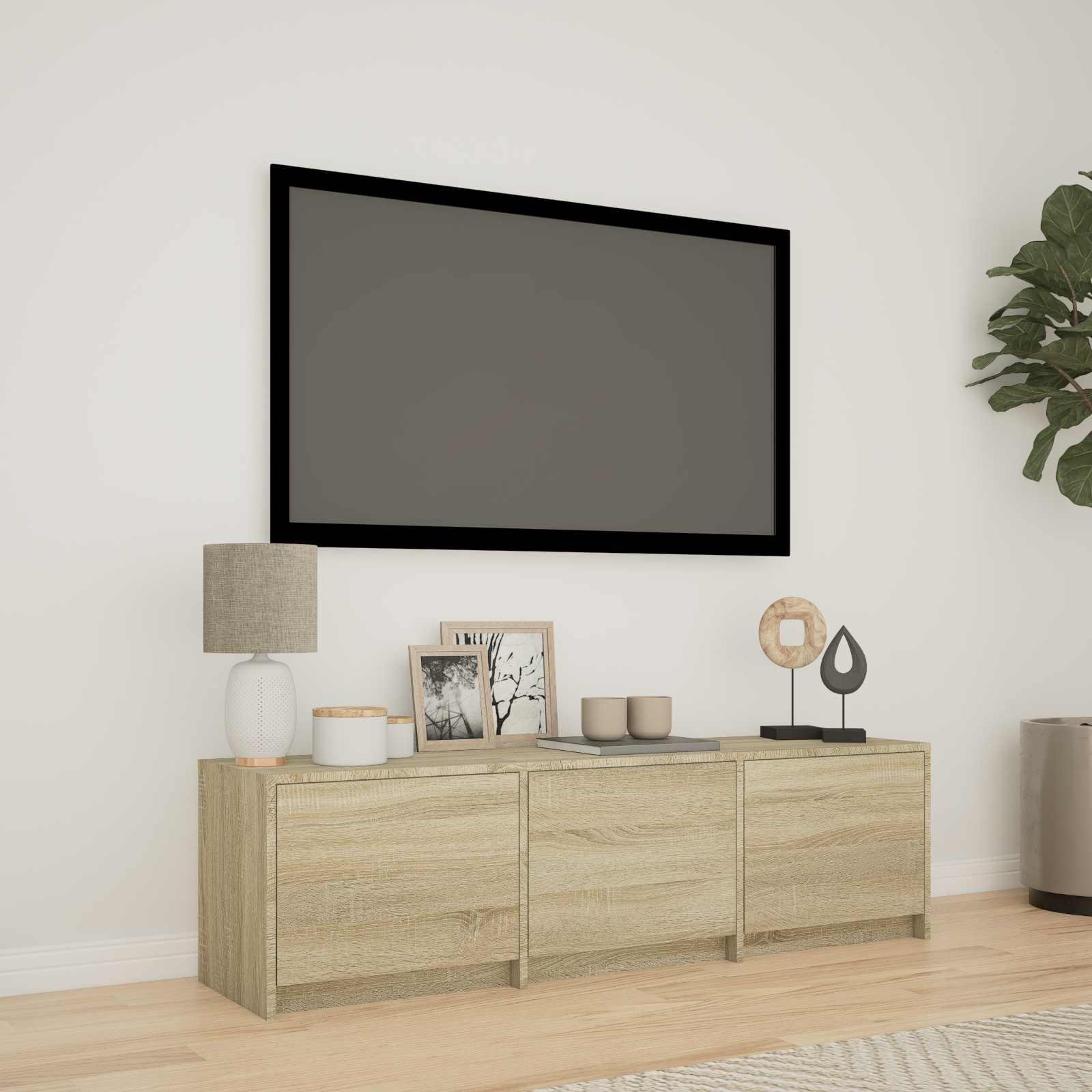 TV-bord med LED Sonoma eg 140 x 34 x 40 cm Konstrueret træ