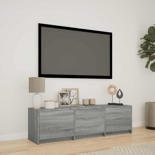 TV-bord med LED Grå Sonoma 140 x 34 x 40 cm Konstrueret træ